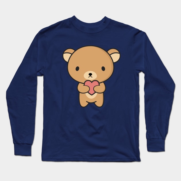 Cute and Kawaii Brown Bear With Heart Long Sleeve T-Shirt by happinessinatee